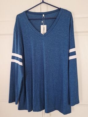 Blue Dolnine v-neck long sleeve top